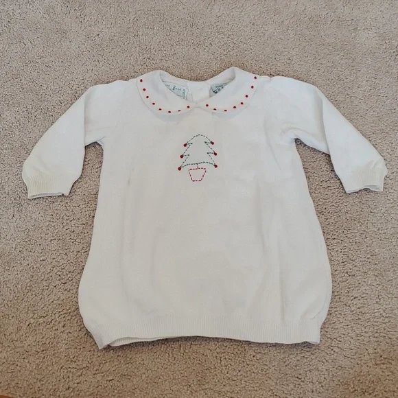Feltman Brothers | Dresses | Feltman Brothers White Christmas Tree  Embroidered Sweater Dress 6m | Poshmark